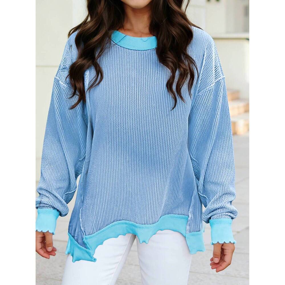 NEW 1 THE WOMAN rivers edge pullover in myosotis